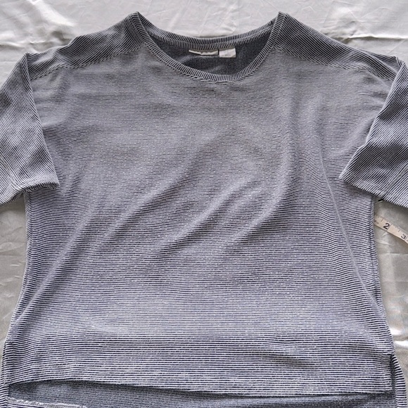 Christian Siriano Navy & White Stripe Top Drop Shoulder 3/4 Dolman Sleeve Sz XS - Picture 7 of 7